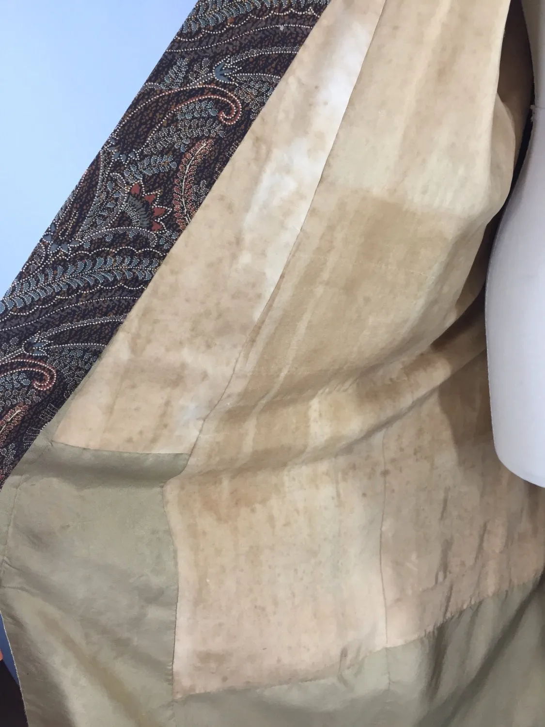 1970s Vintage Kimono Robe / Brown Floral Print
