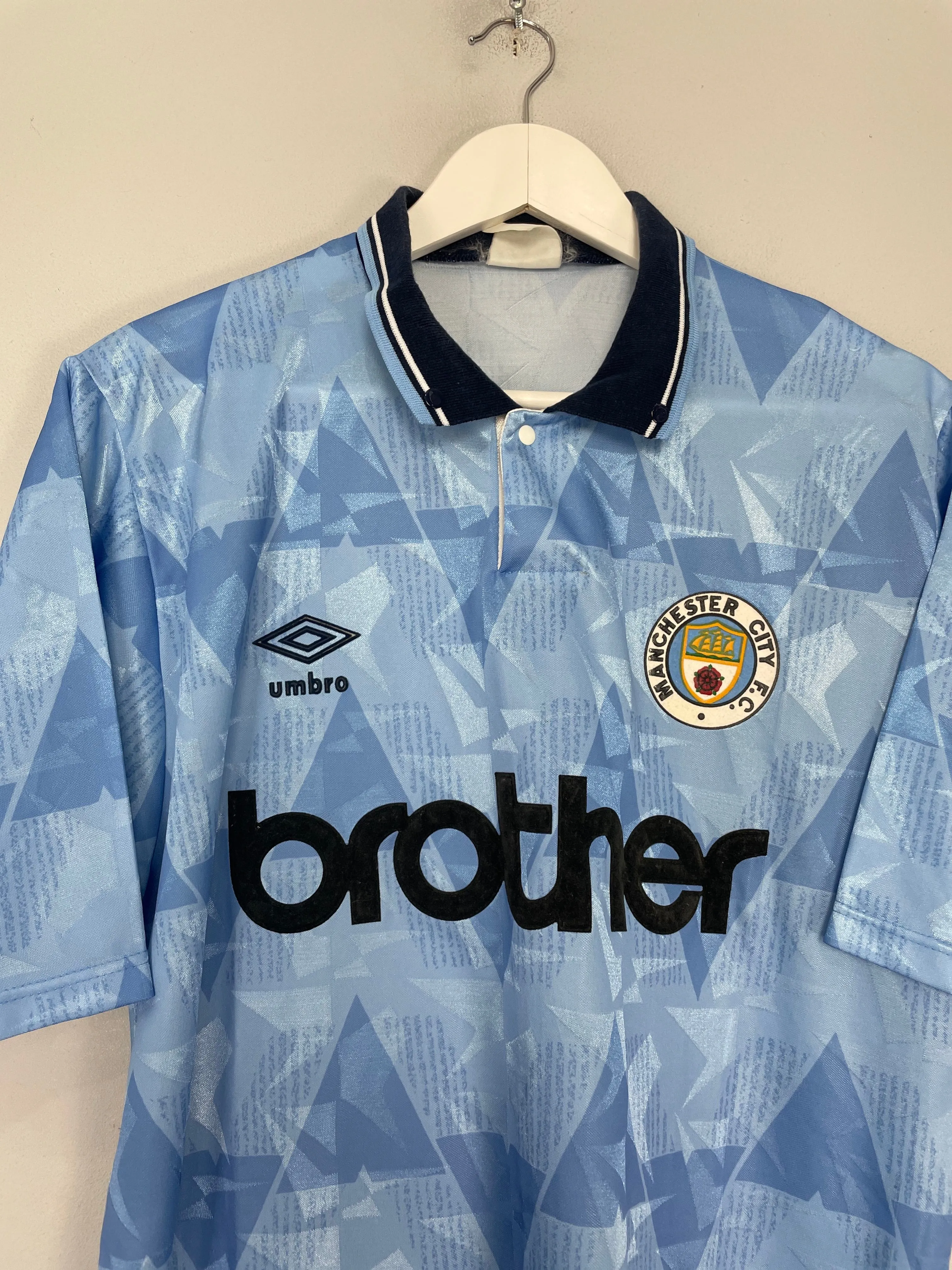 1989/91 MANCHESTER CITY HOME SHIRT (L) UMBRO