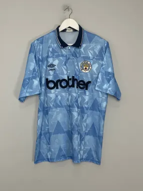 1989/91 MANCHESTER CITY HOME SHIRT (L) UMBRO
