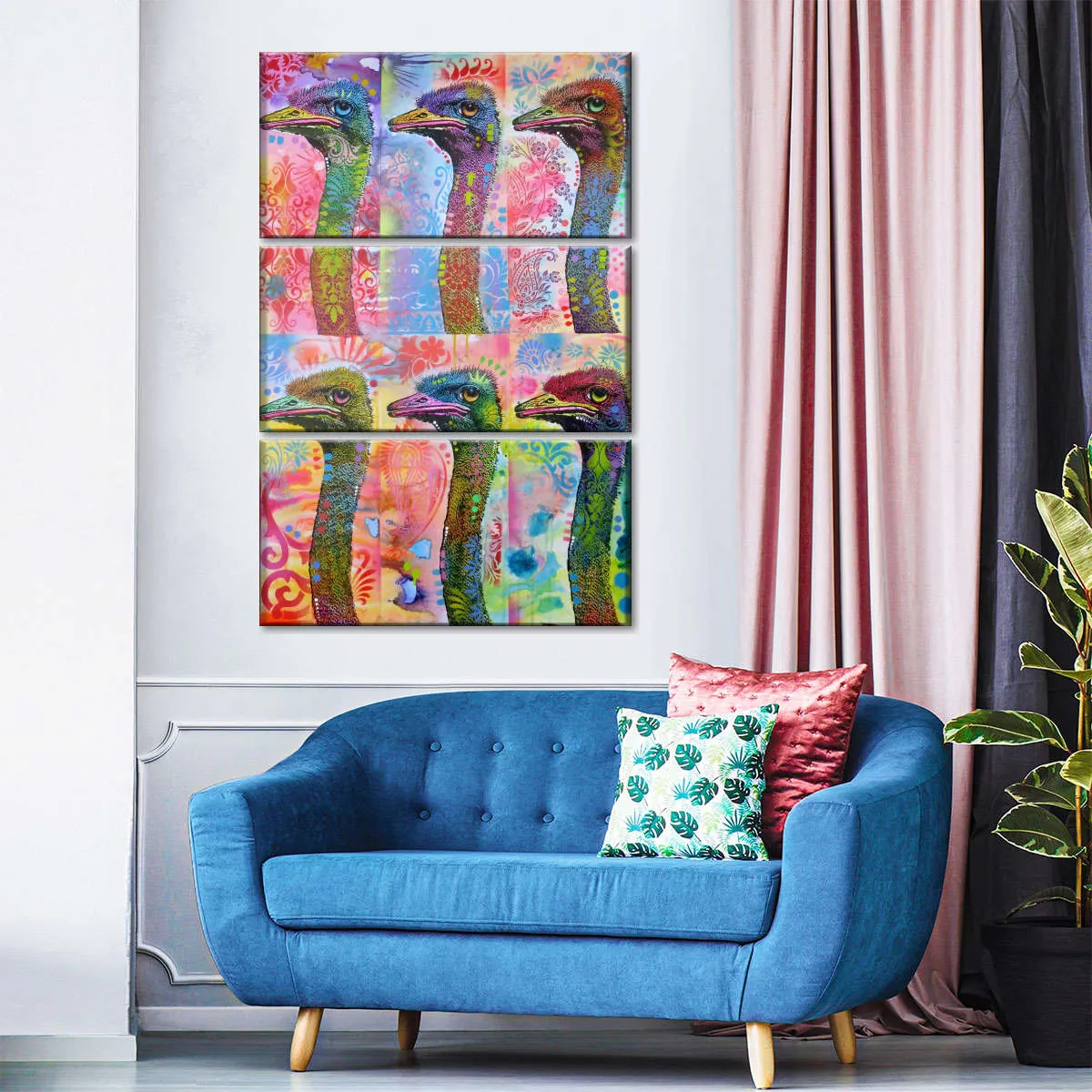 6 Ostriches Wall Art
