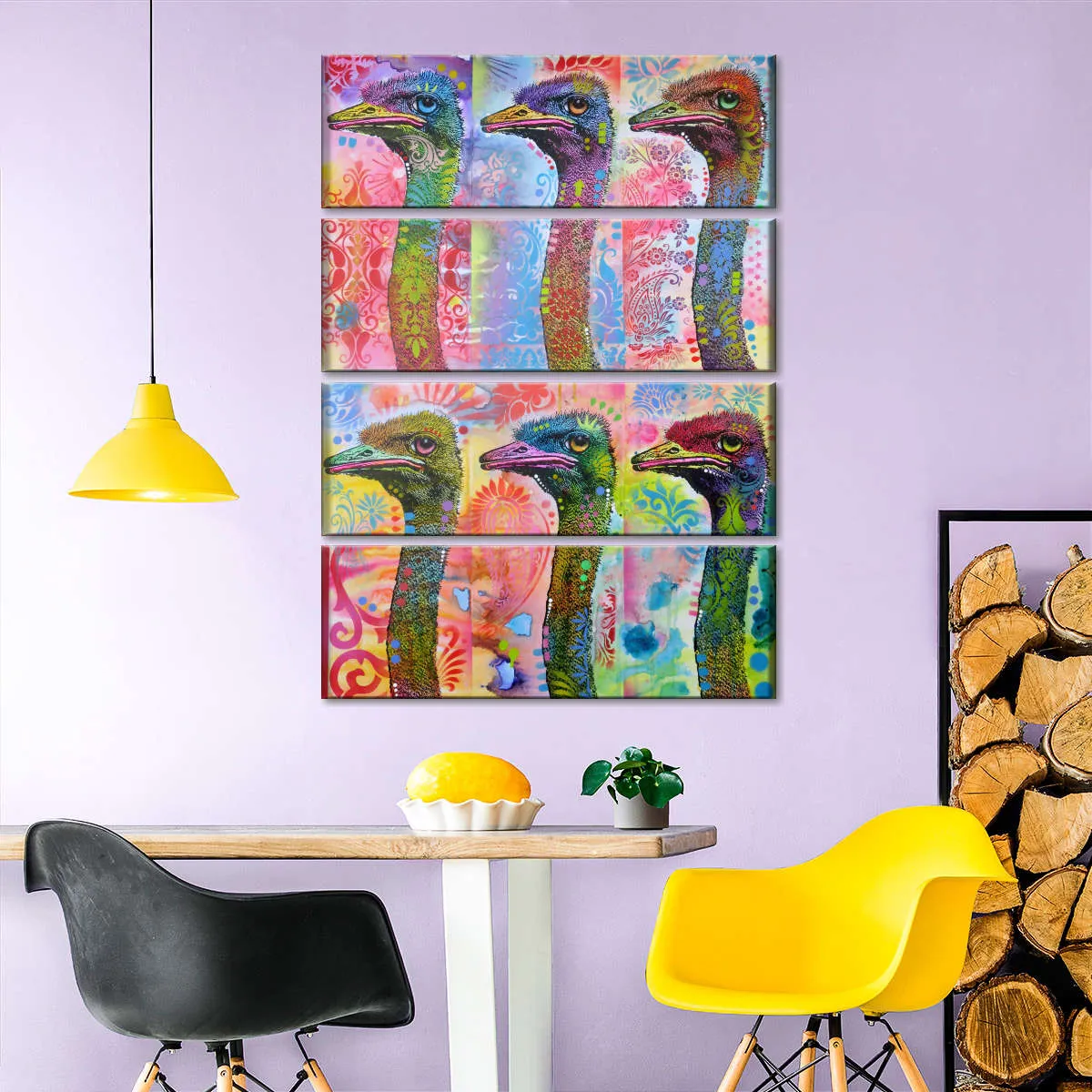 6 Ostriches Wall Art