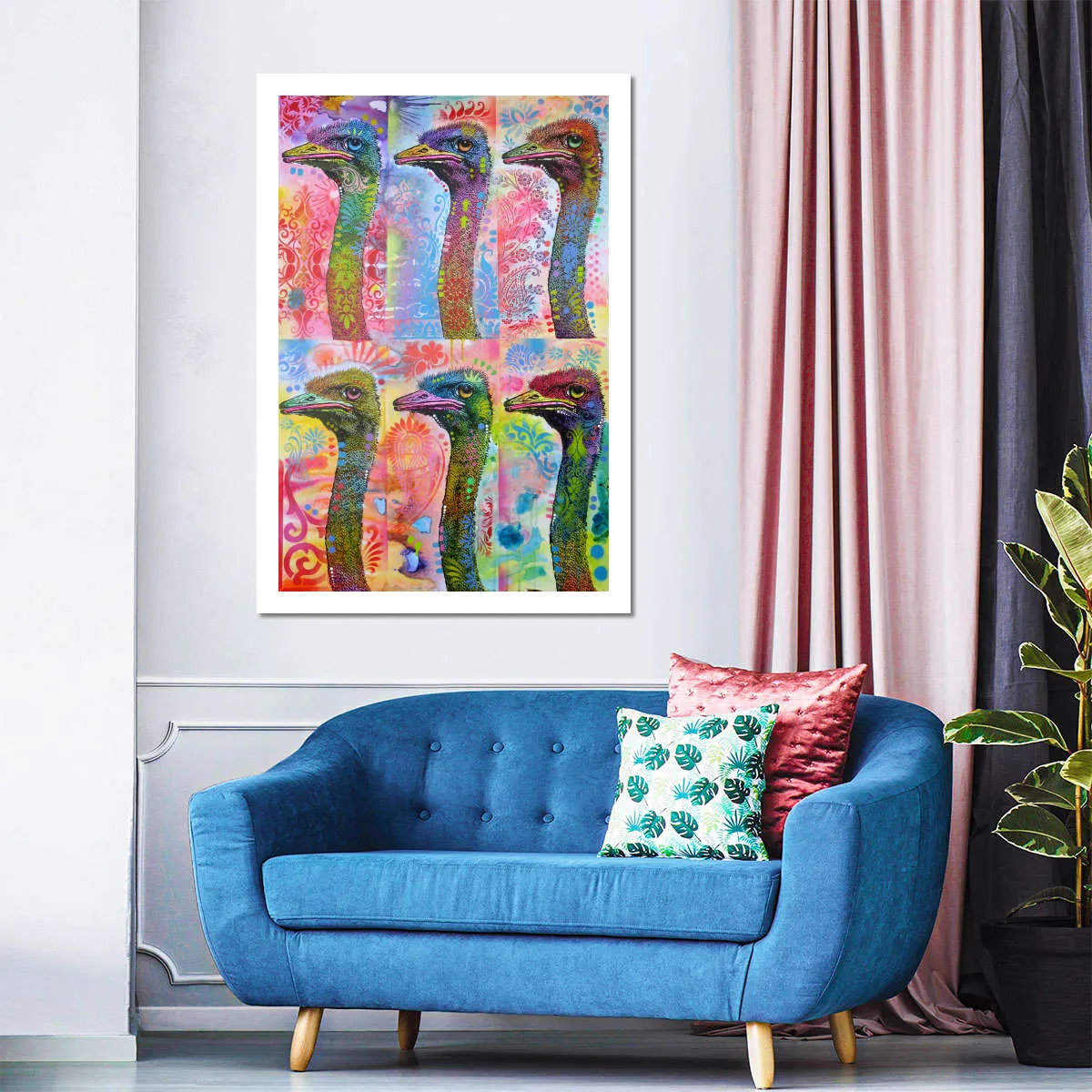 6 Ostriches Wall Art