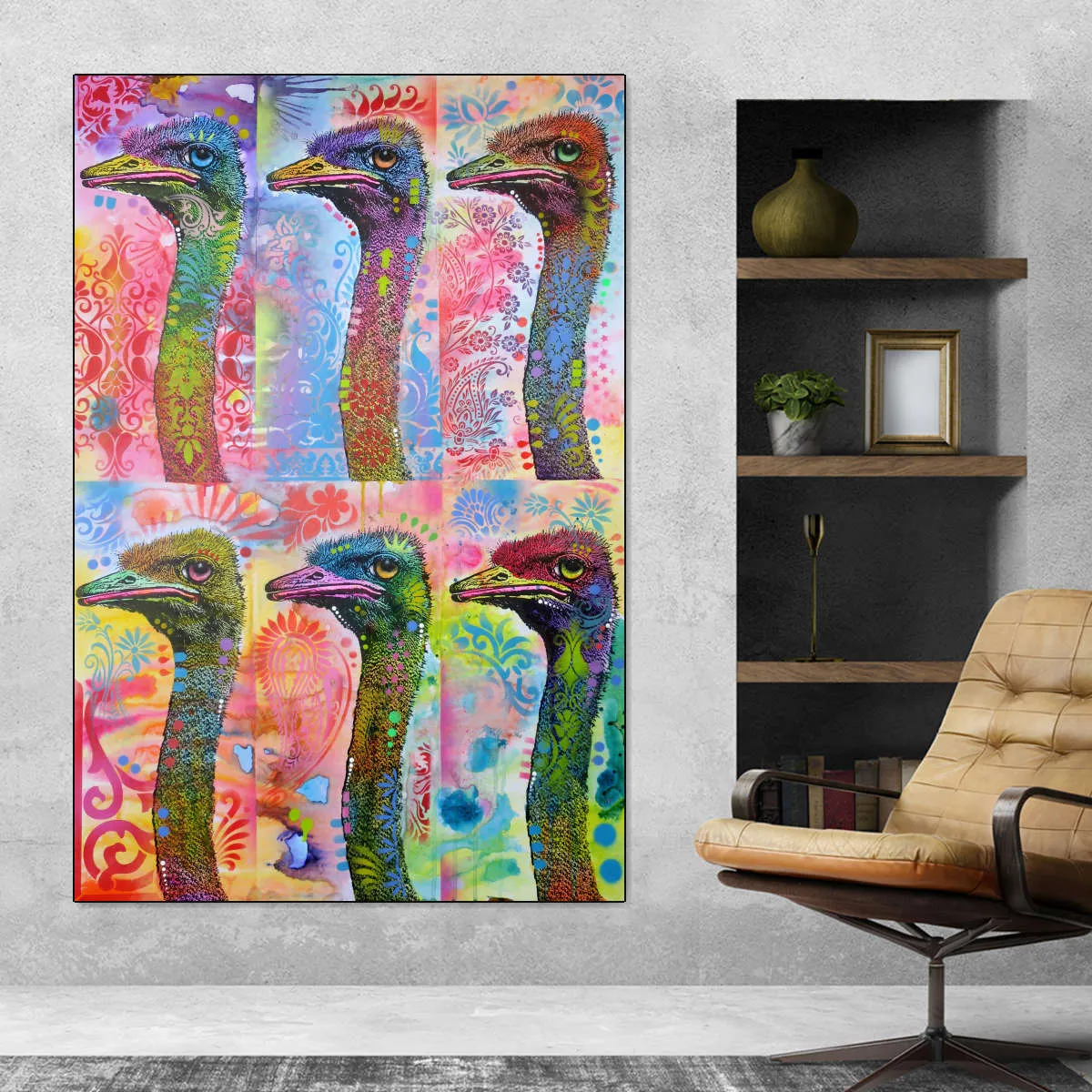 6 Ostriches Wall Art
