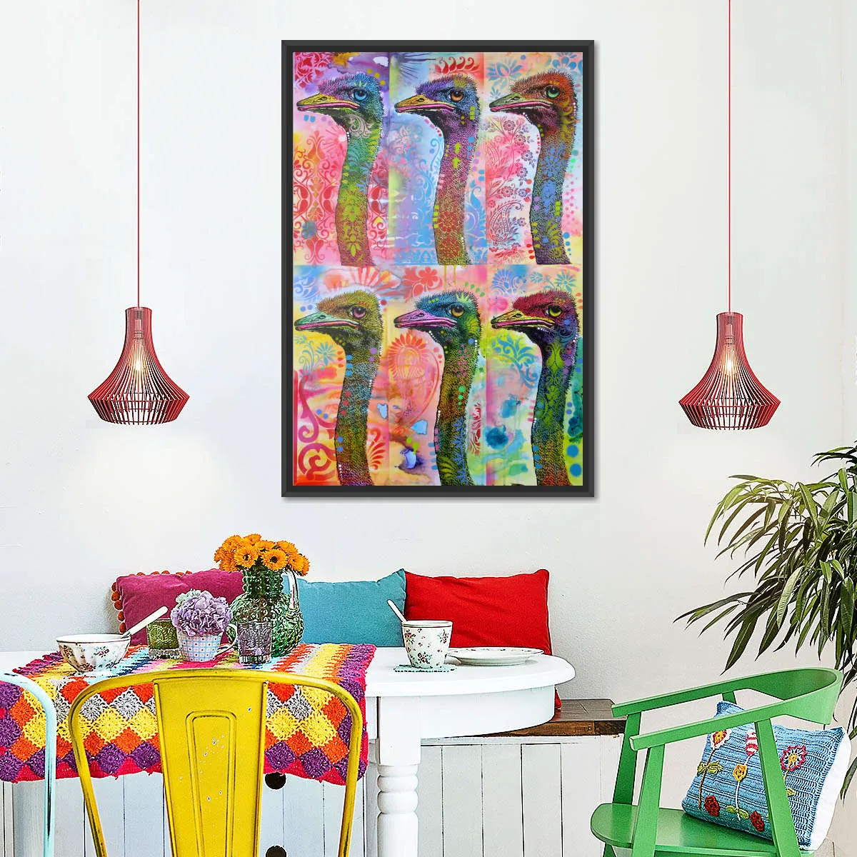 6 Ostriches Wall Art