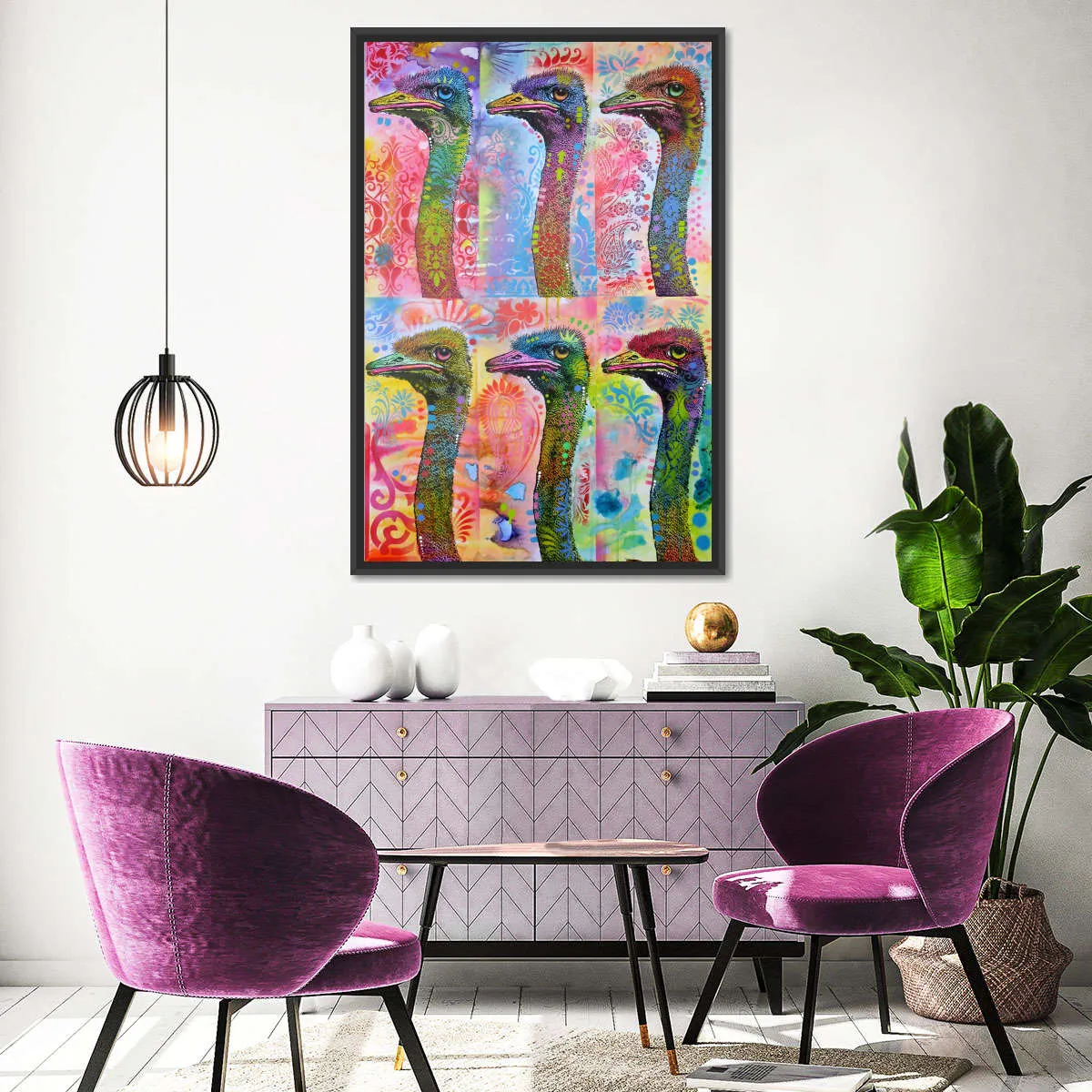 6 Ostriches Wall Art