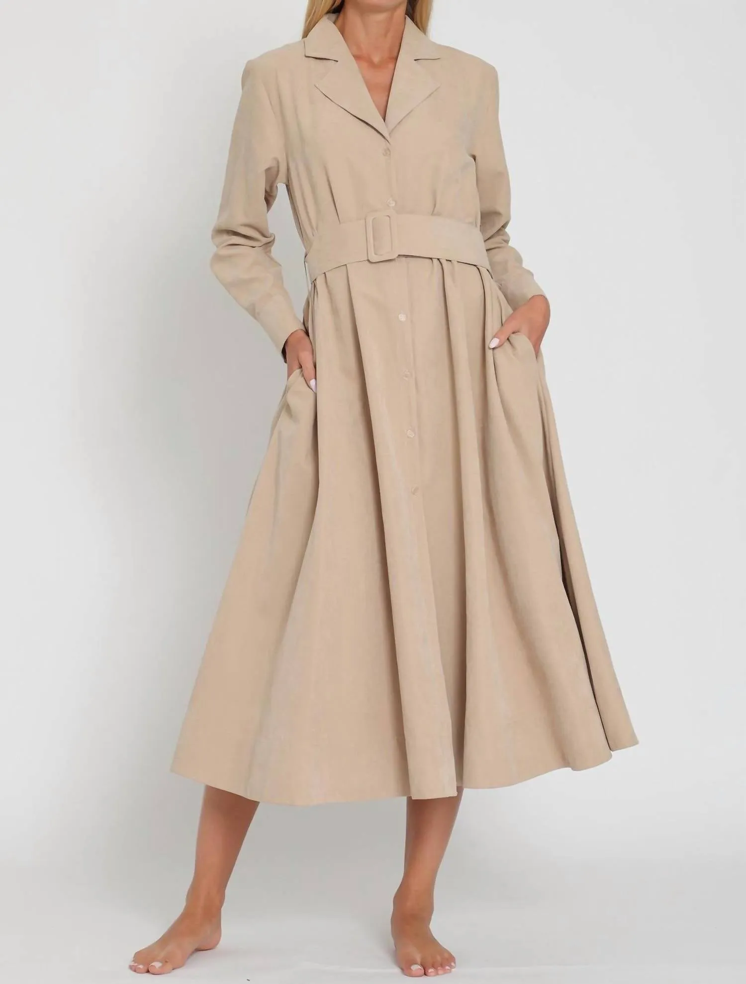 Aakaa - Mayci Belted Midi Dress