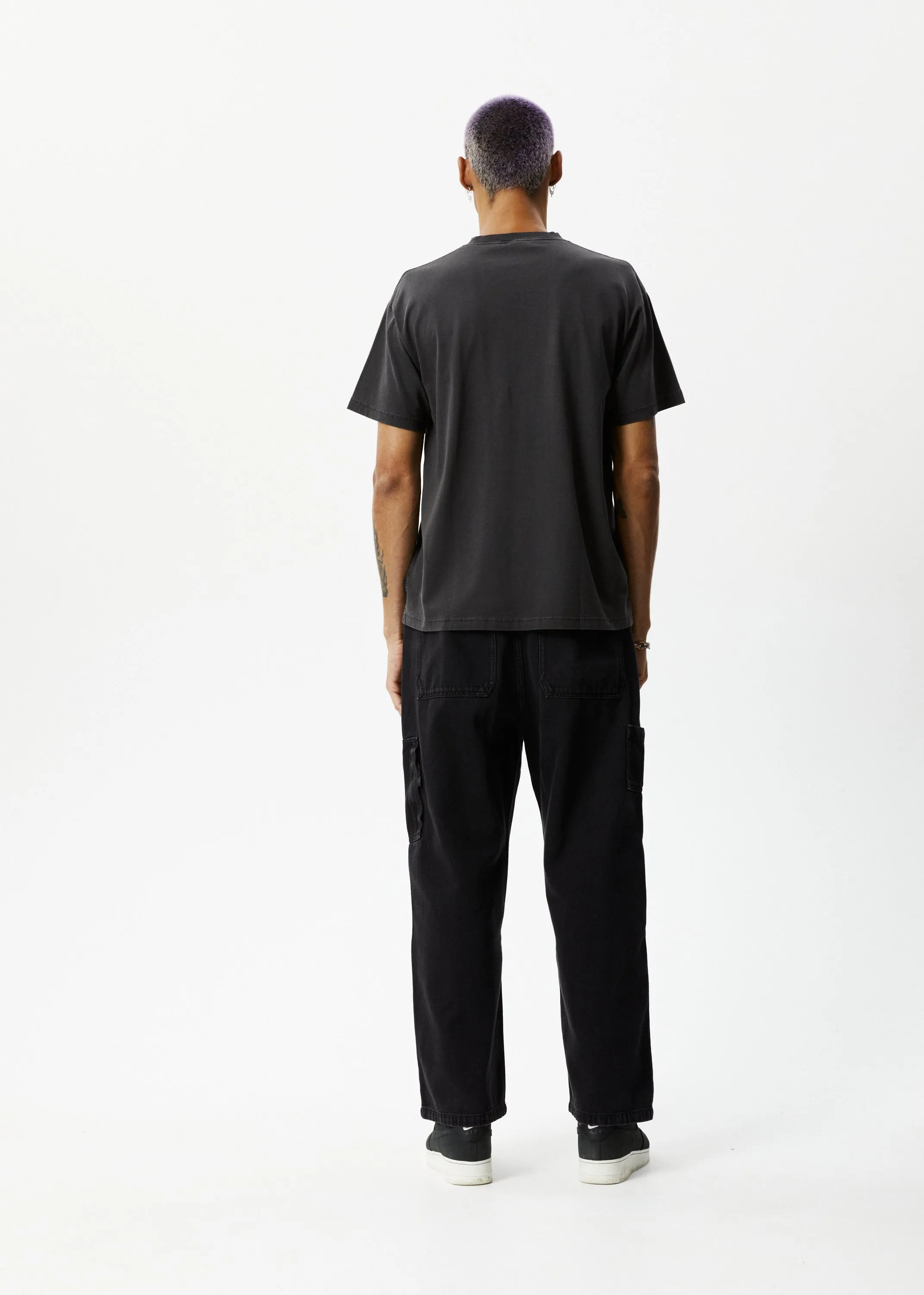 AFENDS Mens Under Pressure - Graphic Boxy T-Shirt - Stone Black