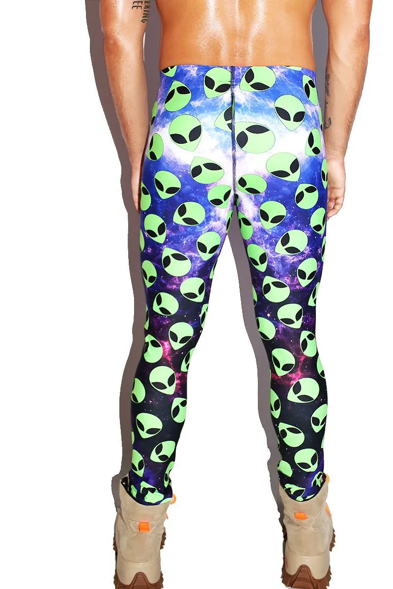 Alien Vibes All Over Leggings Tights- Green
