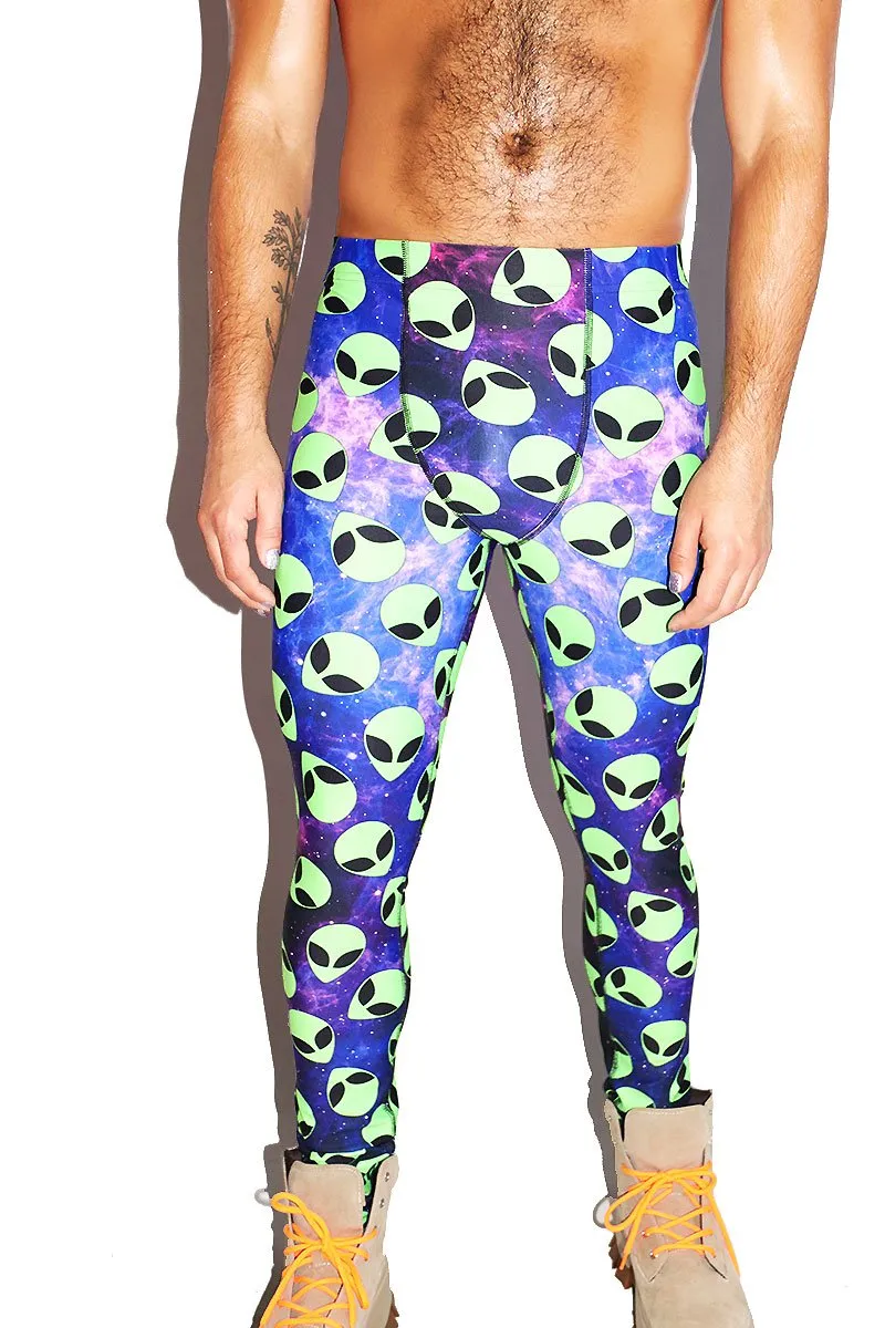 Alien Vibes All Over Leggings Tights- Green