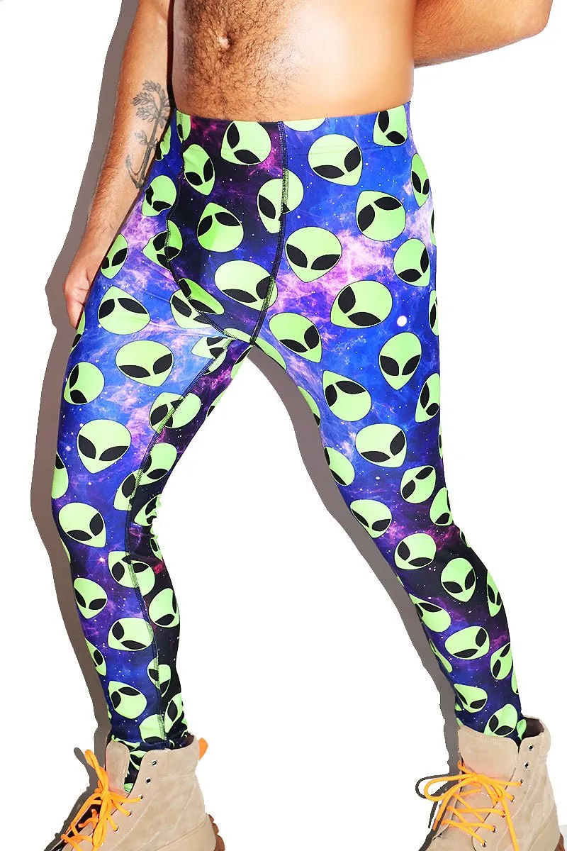 Alien Vibes All Over Leggings Tights- Green