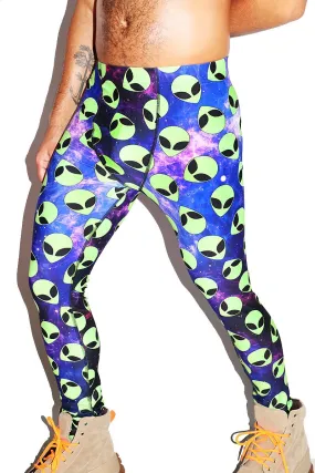 Alien Vibes All Over Leggings Tights- Green