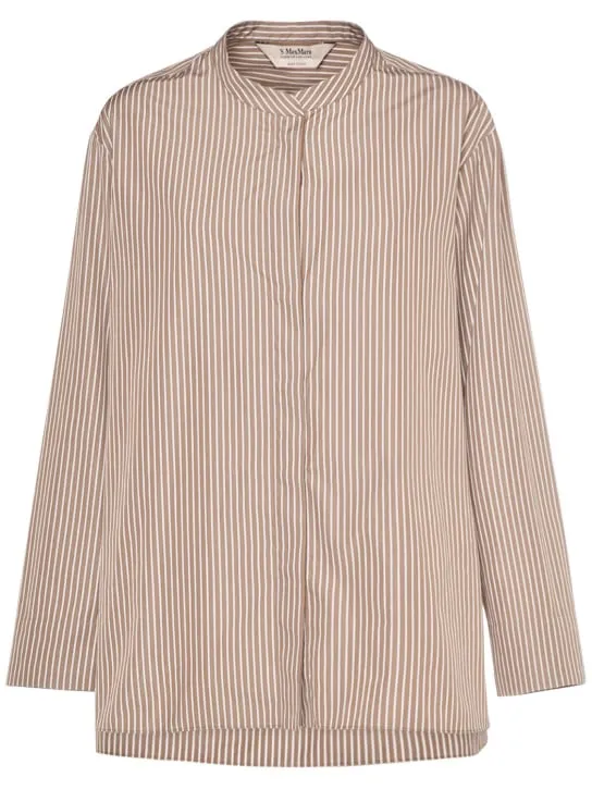 &#x27;S Max Mara   Rondine striped cotton collarless shirt 