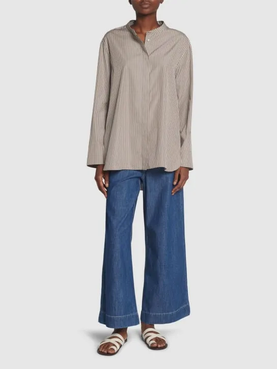 &#x27;S Max Mara   Rondine striped cotton collarless shirt 