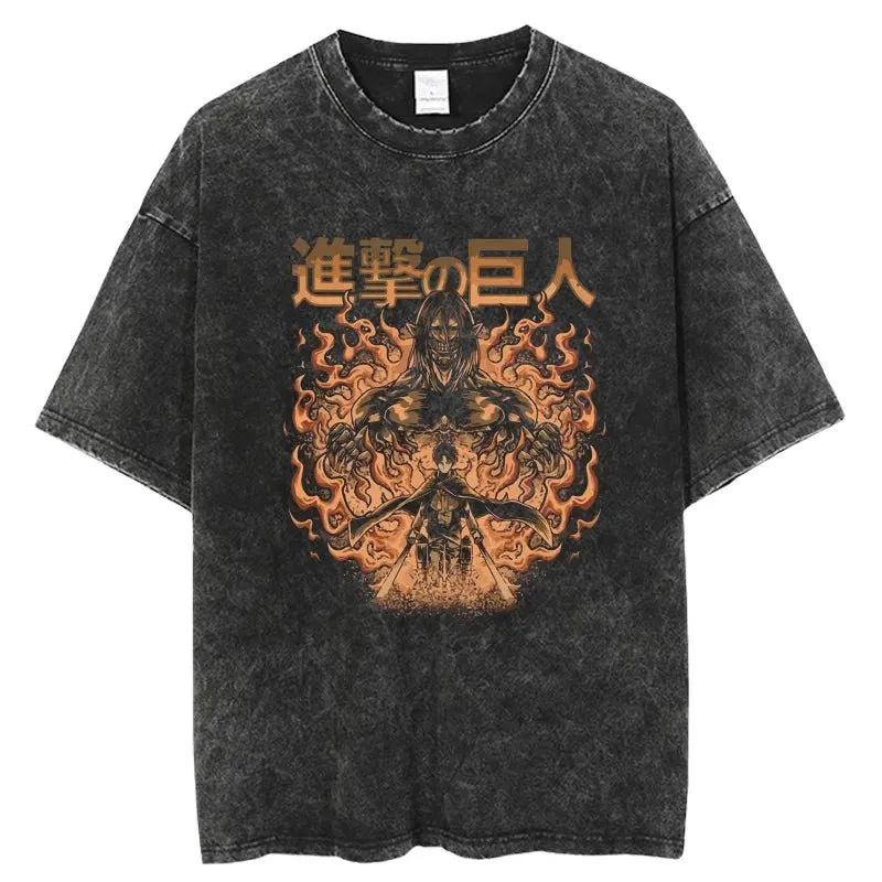 AOT Eren Yaeger Evolution Vintage T-Shirt | Otakumise