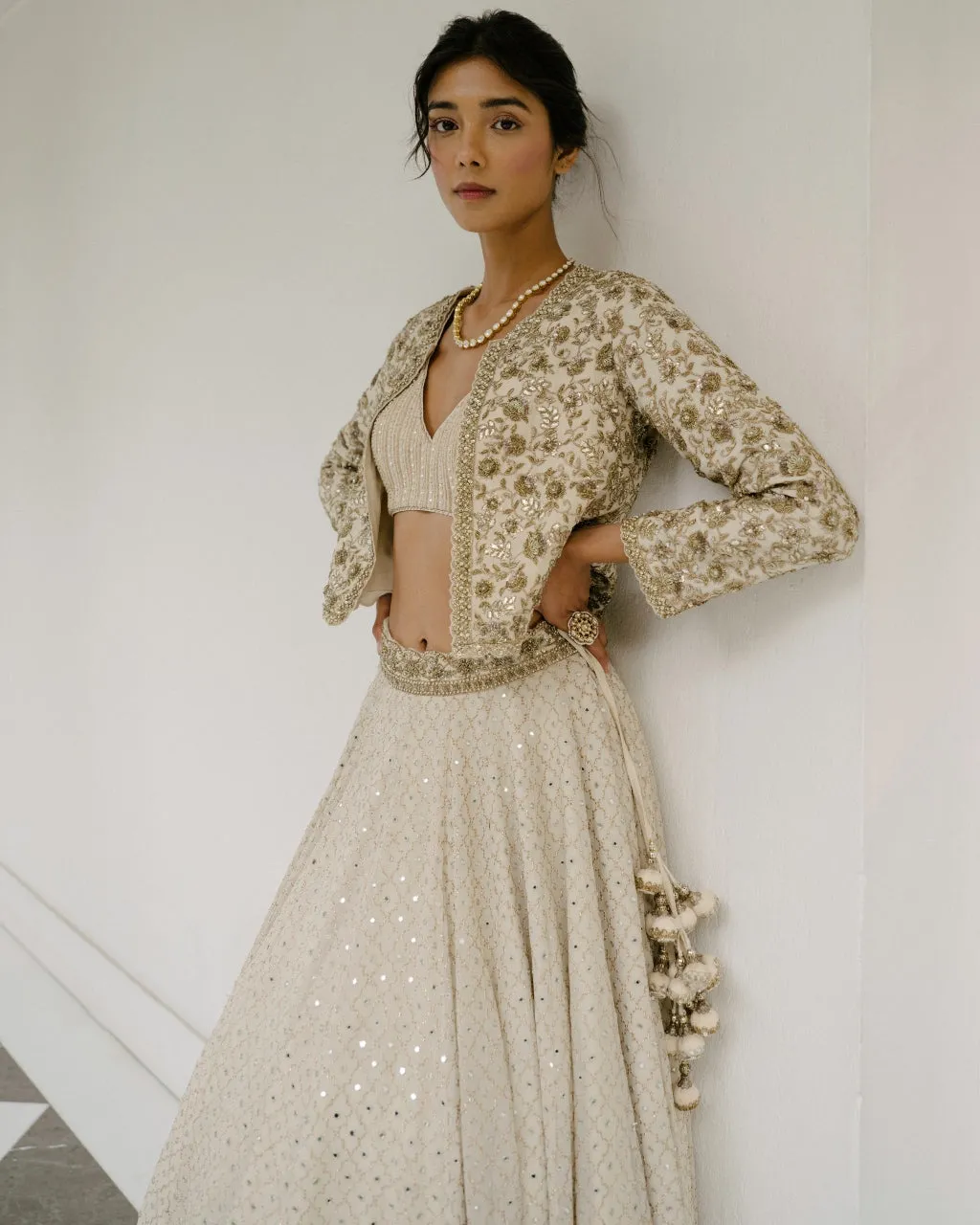 Badla & Sheesha Lehenga With Jacket