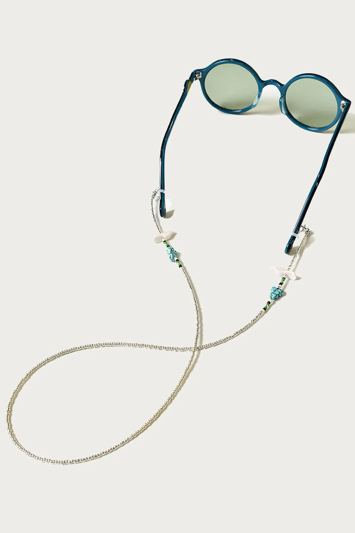 Beads Eyeglass Holder Strap - Silver