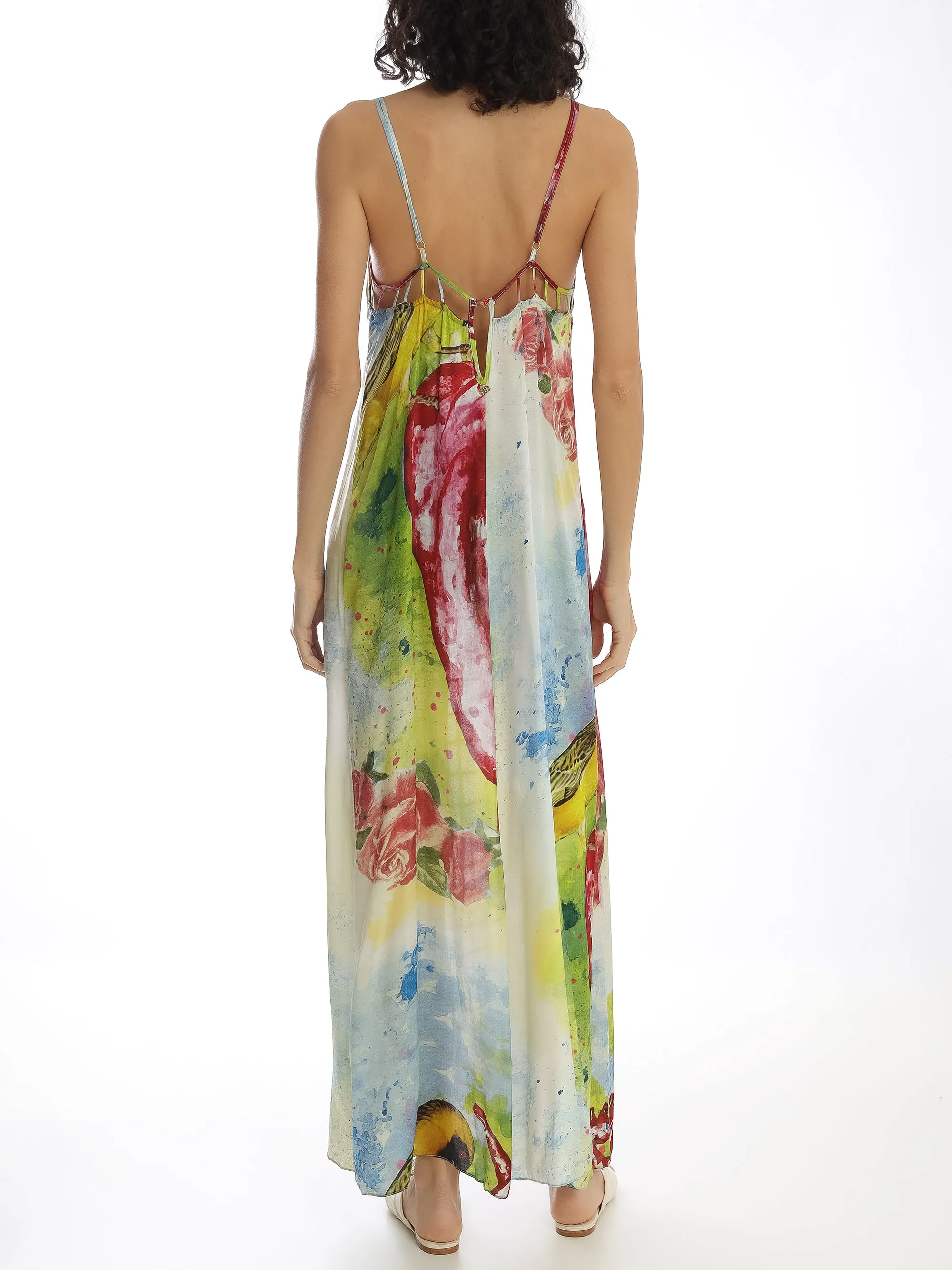 Bird Heart Print Long Dress