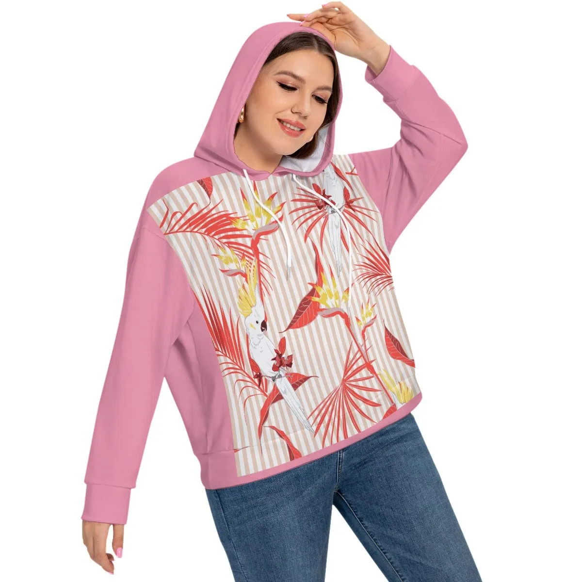 Birds of Paradise Women's Long Sleeve Sweatshirt With Hood(Plus Size)