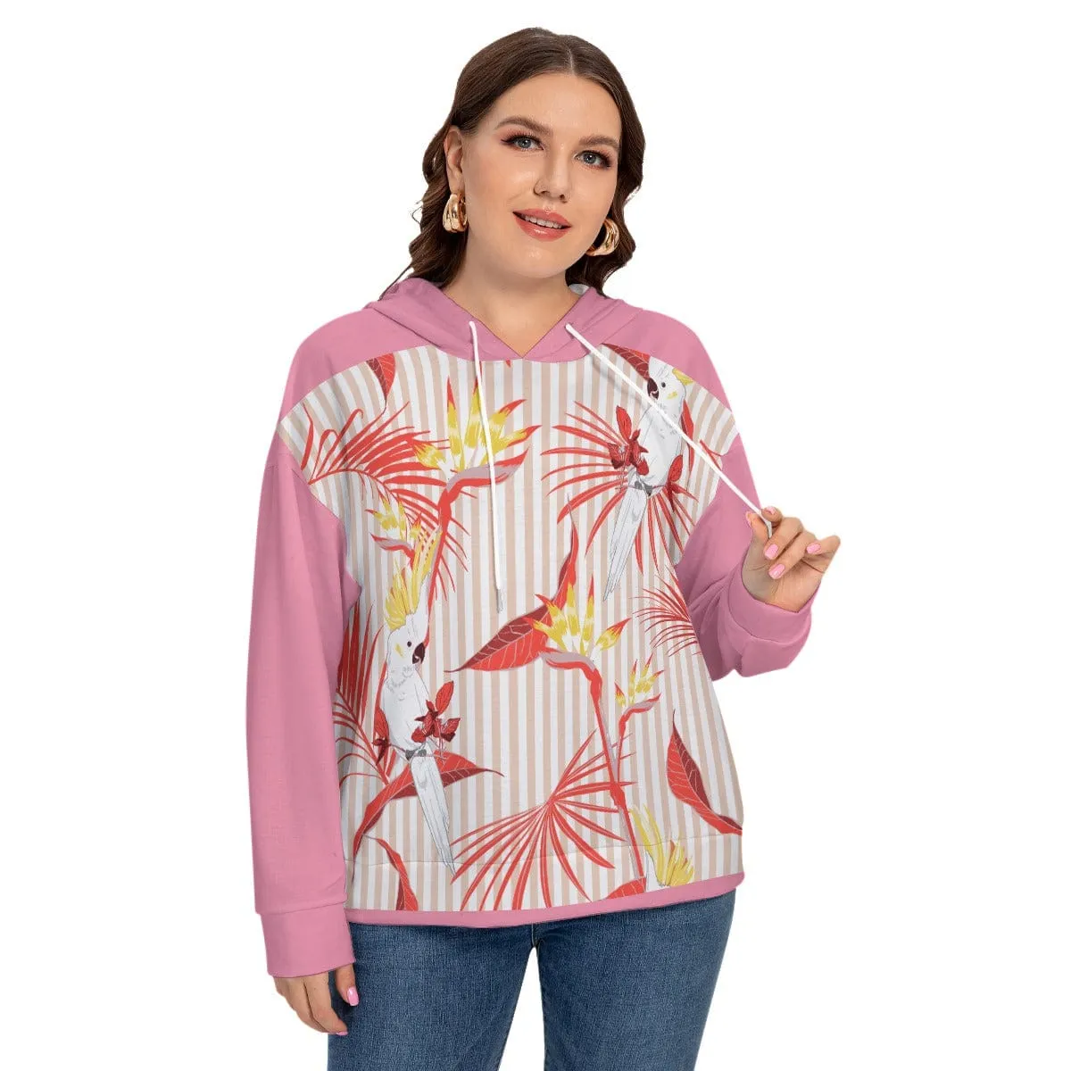 Birds of Paradise Women's Long Sleeve Sweatshirt With Hood(Plus Size)