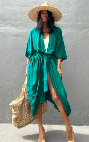 Bohemian Long Kimono, Beach Cover Up Kimono, Solid Color Bohemian Kimono