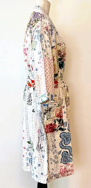 Bright Garden Quilt Robe Is Colorful Against a White Background
