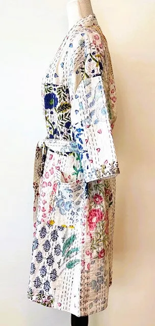 Bright Garden Quilt Robe Is Colorful Against a White Background