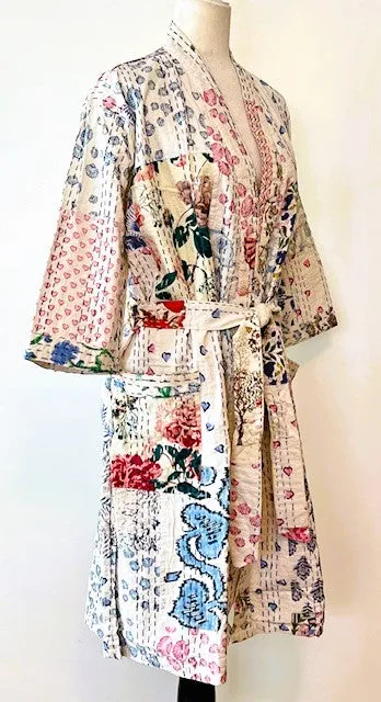 Bright Garden Quilt Robe Is Colorful Against a White Background