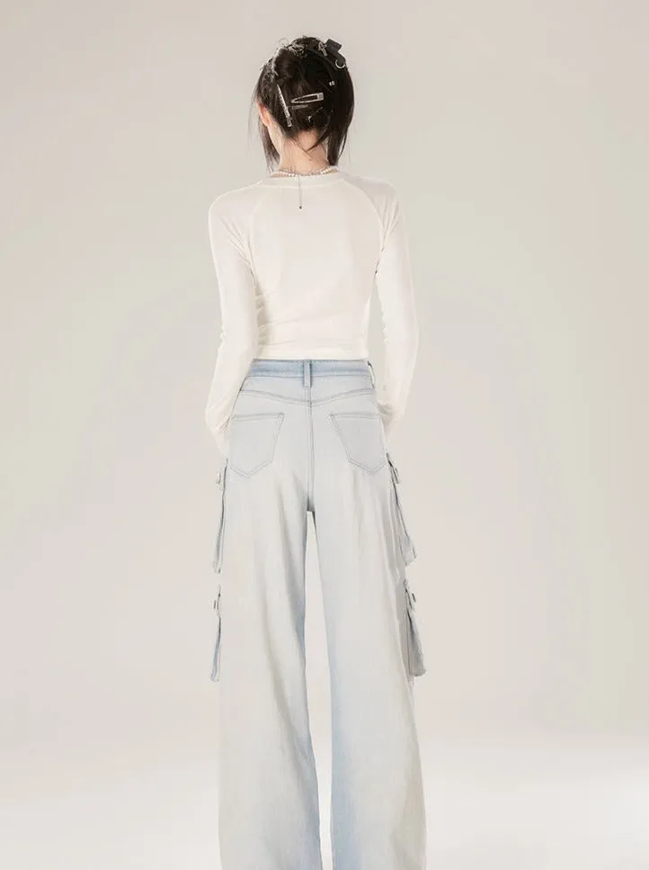 Cargo Denim Blue  Pants Light