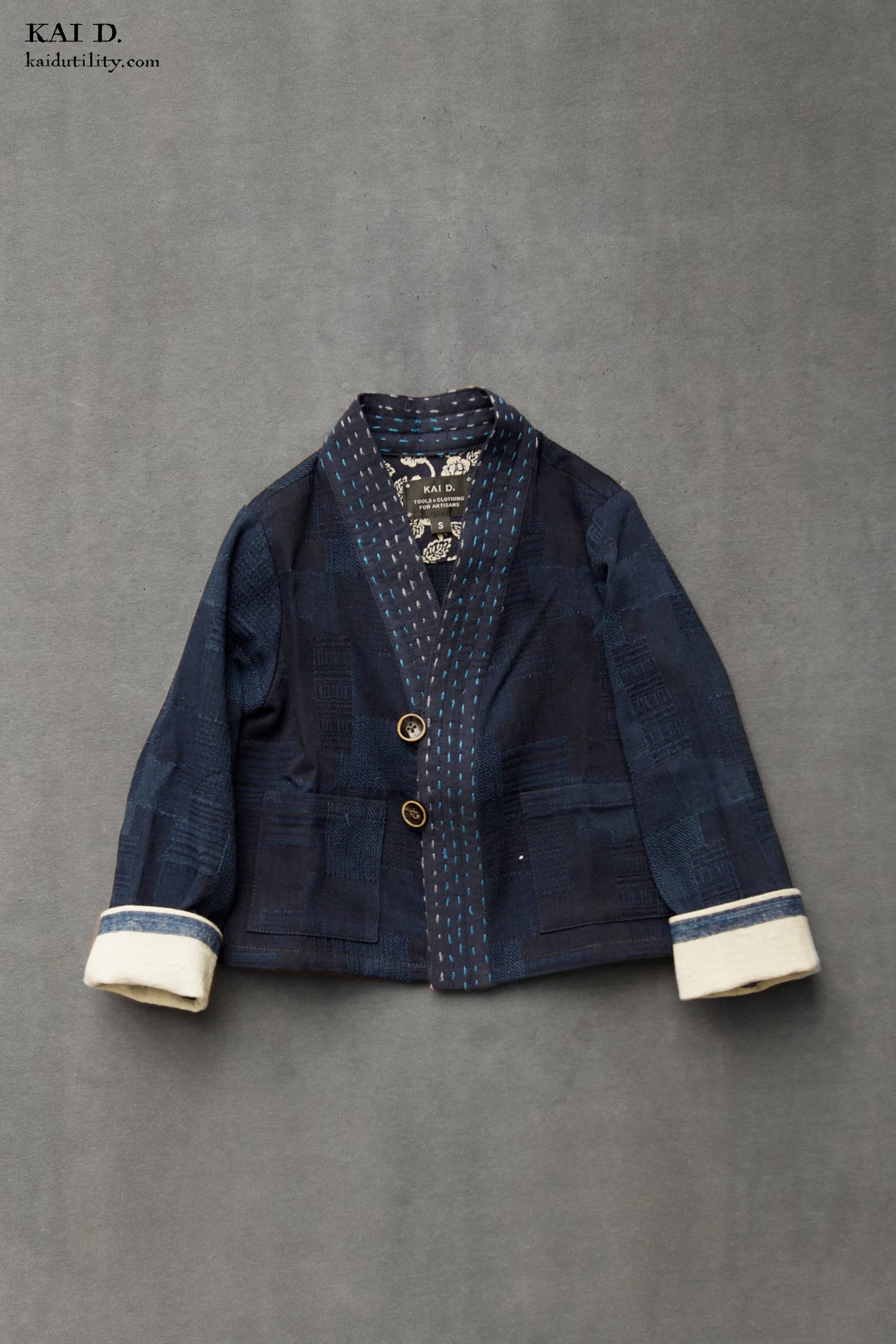 Children's Kimono Jacket - Patchwork Indigo - M