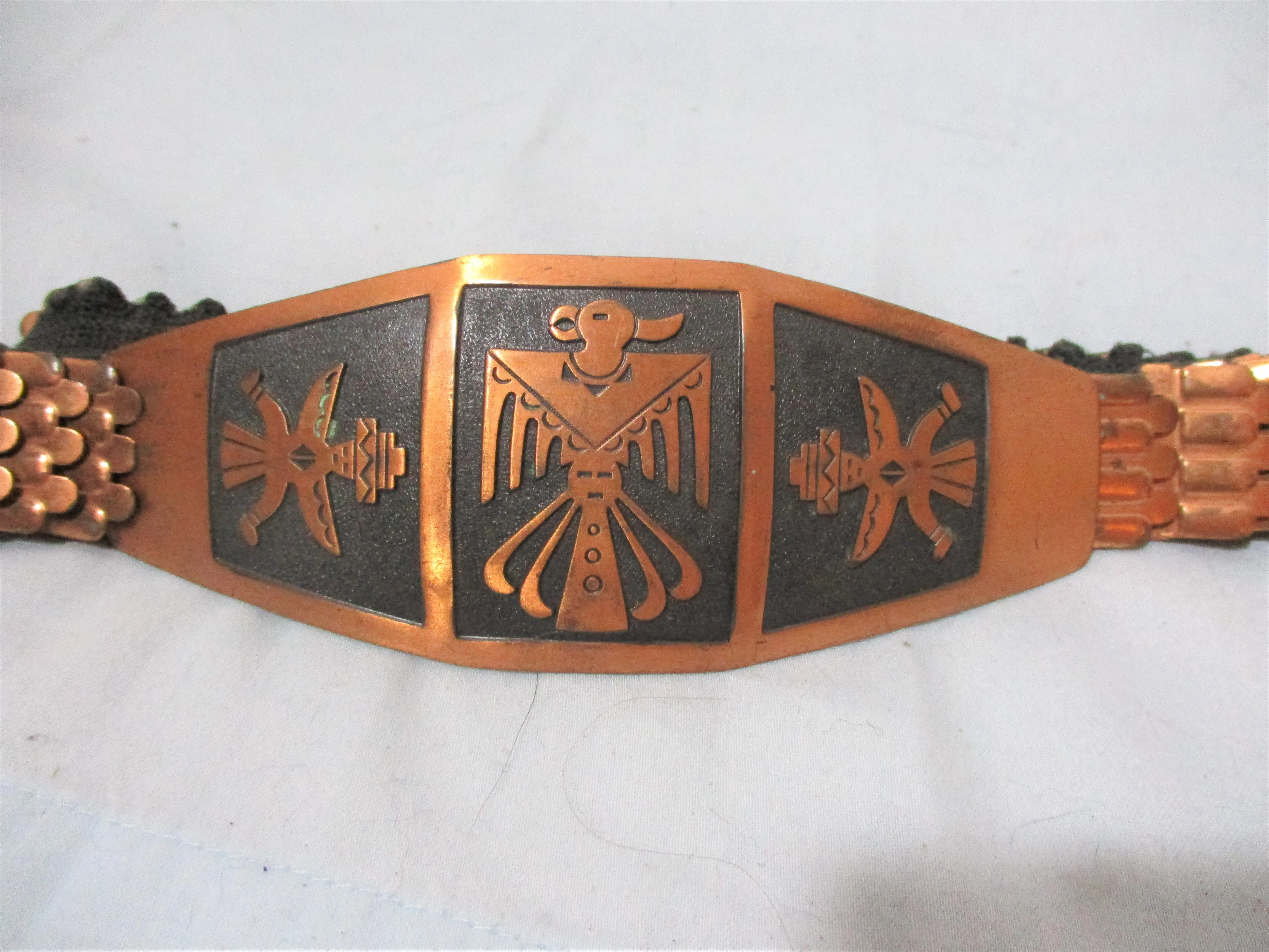 Coppertone FETISH Southwestern Cowgirl Native Style Eagle Belt Hinged Vintage Boho Hippie