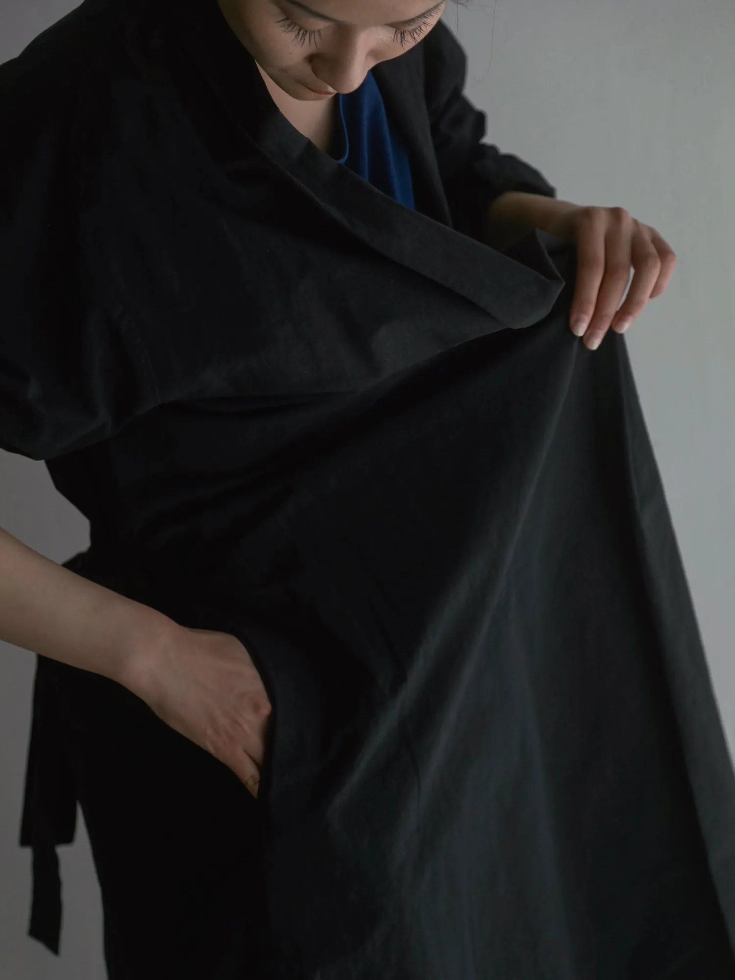 Cotton Linen Weather Cloth Haori Coat - Black