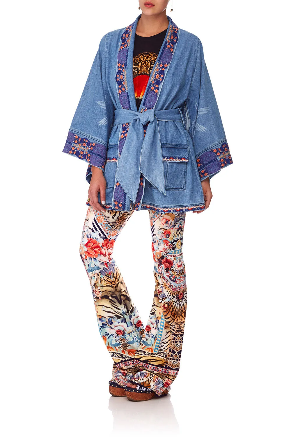 DENIM KIMONO WITH BELT SATURN SISTER