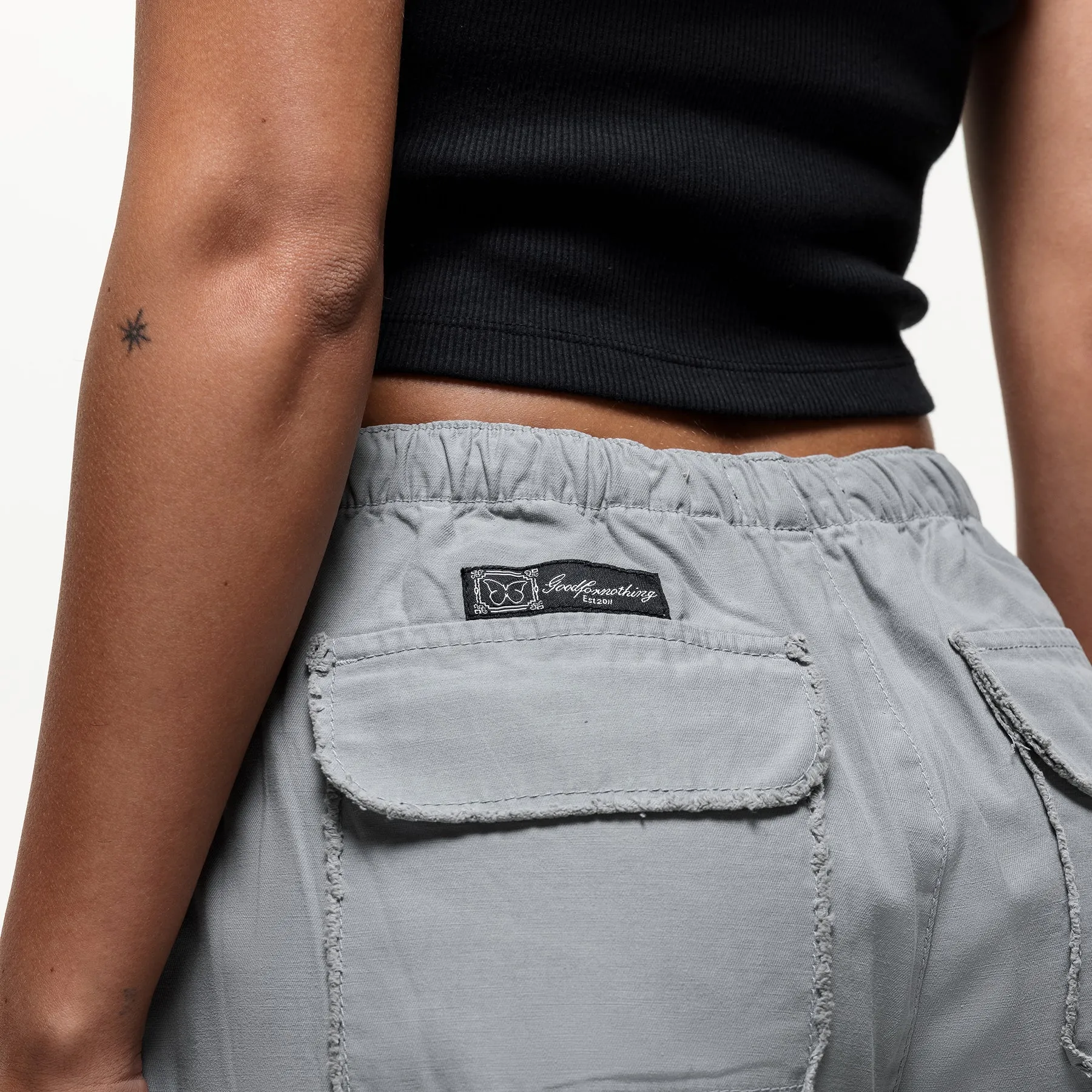 Distressed Sage Cargo Pants