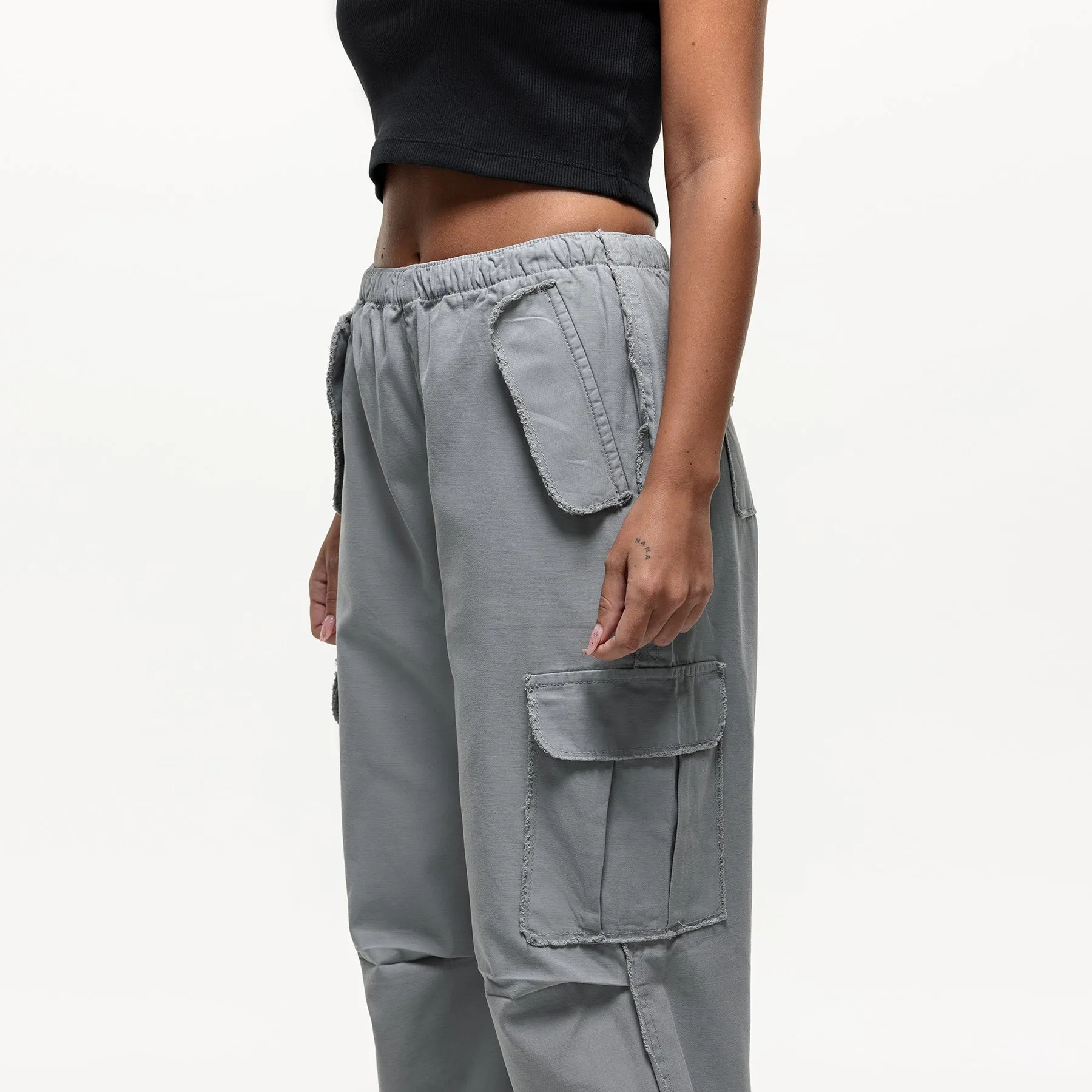 Distressed Sage Cargo Pants