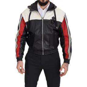 Dolce & Gabbana Elite Black Leather Hooded Bomber Jacket