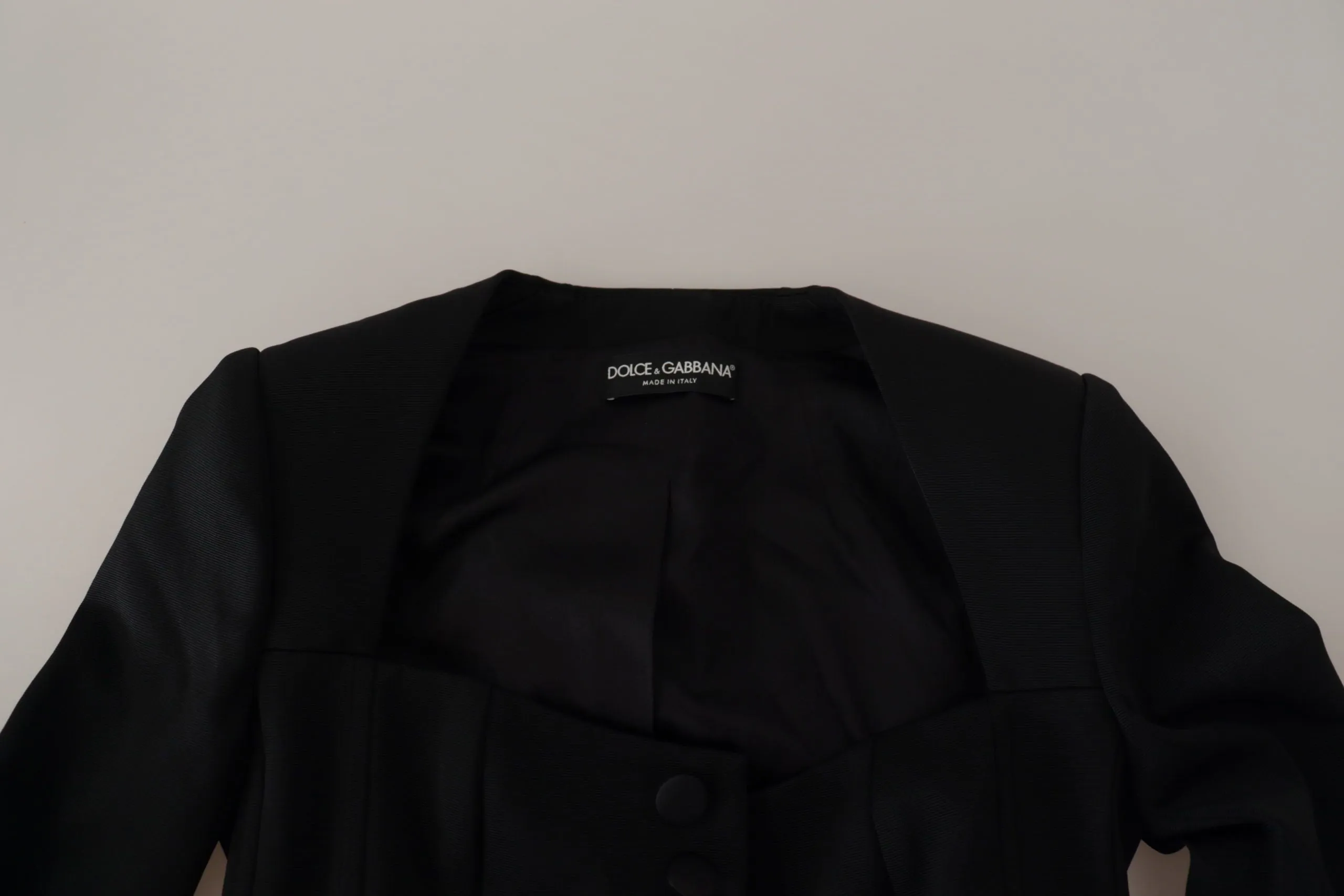 Dolce & Gabbana Sleek Black Snap Jacket with Silk Lining