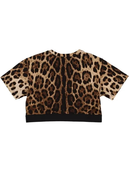 Dolce&amp;Gabbana   All over print cotton cropped t-shirt 