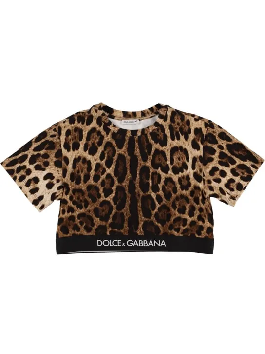 Dolce&amp;Gabbana   All over print cotton cropped t-shirt 