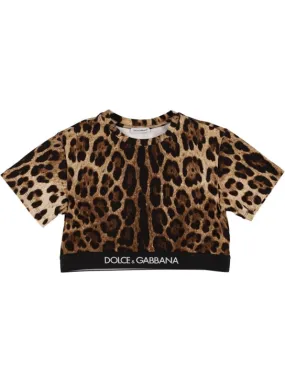 Dolce&amp;Gabbana   All over print cotton cropped t-shirt 