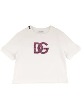 Dolce&amp;Gabbana   Embellished logo cotton jersey t-shirt 