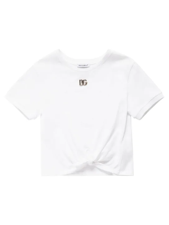 Dolce&amp;Gabbana   Logo cotton jersey t-shirt w/bow 