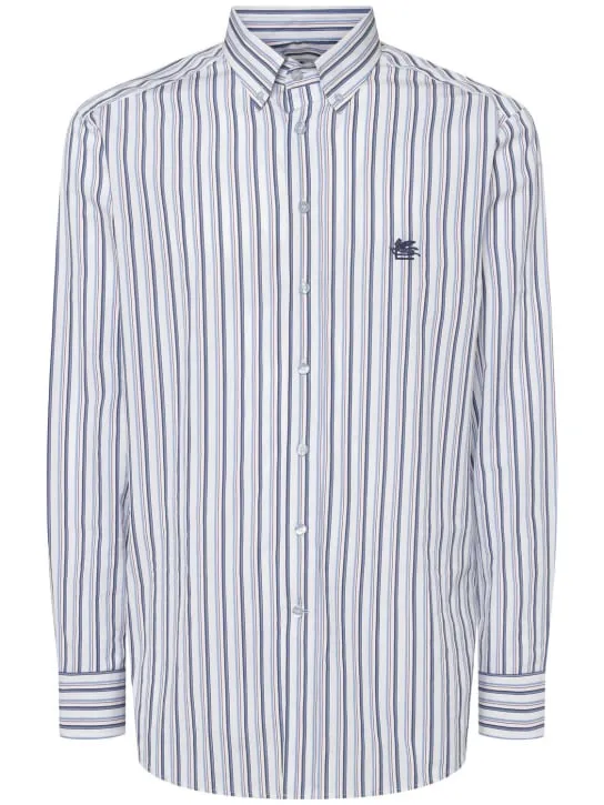 Etro   Striped logo cotton shirt 