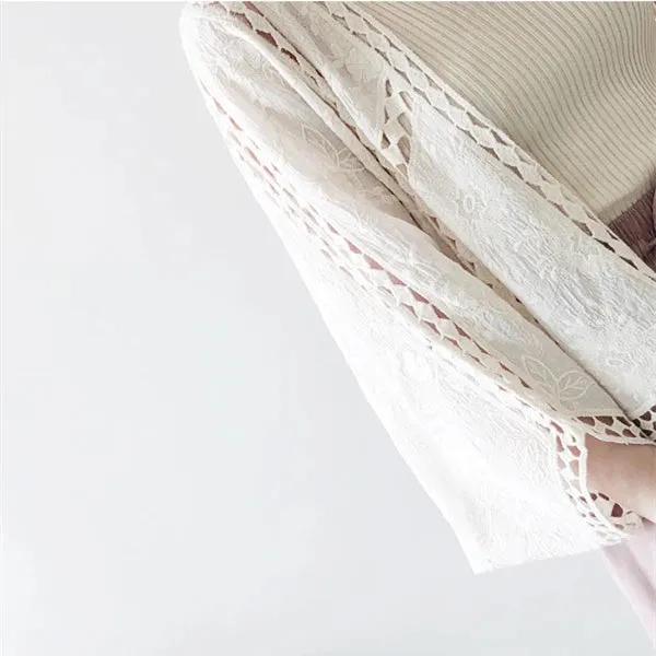 Faith's Cotton Linen Open Stitch Embroidered Summer Cover-Ups