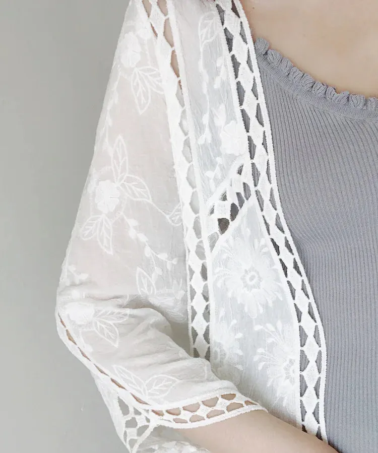 Faith's Cotton Linen Open Stitch Embroidered Summer Cover-Ups