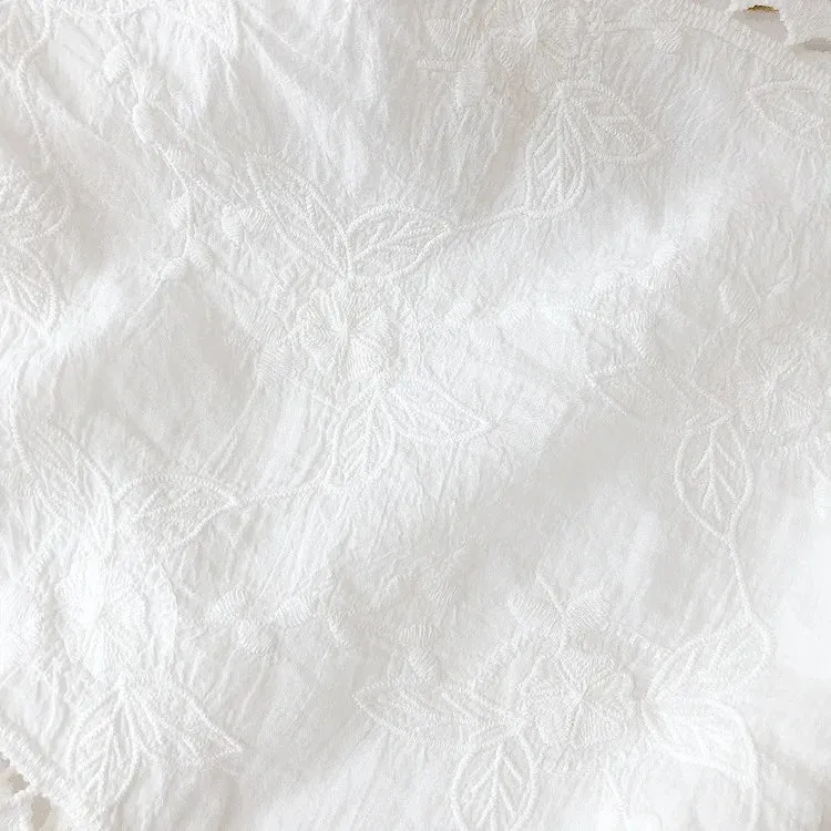 Faith's Cotton Linen Open Stitch Embroidered Summer Cover-Ups