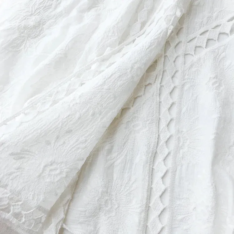 Faith's Cotton Linen Open Stitch Embroidered Summer Cover-Ups