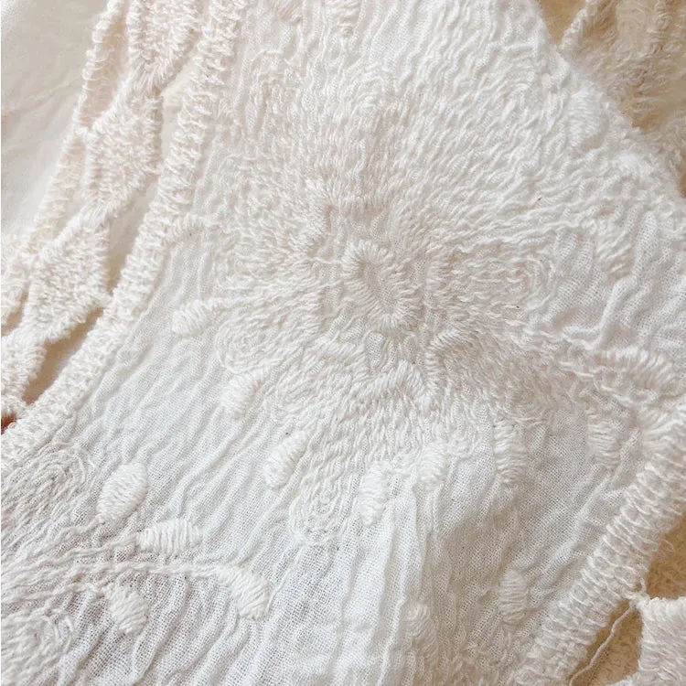 Faith's Cotton Linen Open Stitch Embroidered Summer Cover-Ups