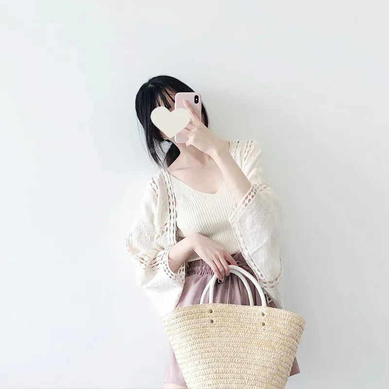 Faith's Cotton Linen Open Stitch Embroidered Summer Cover-Ups
