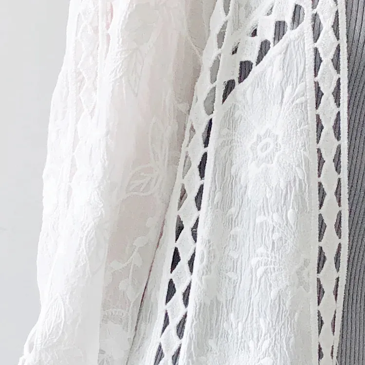 Faith's Cotton Linen Open Stitch Embroidered Summer Cover-Ups