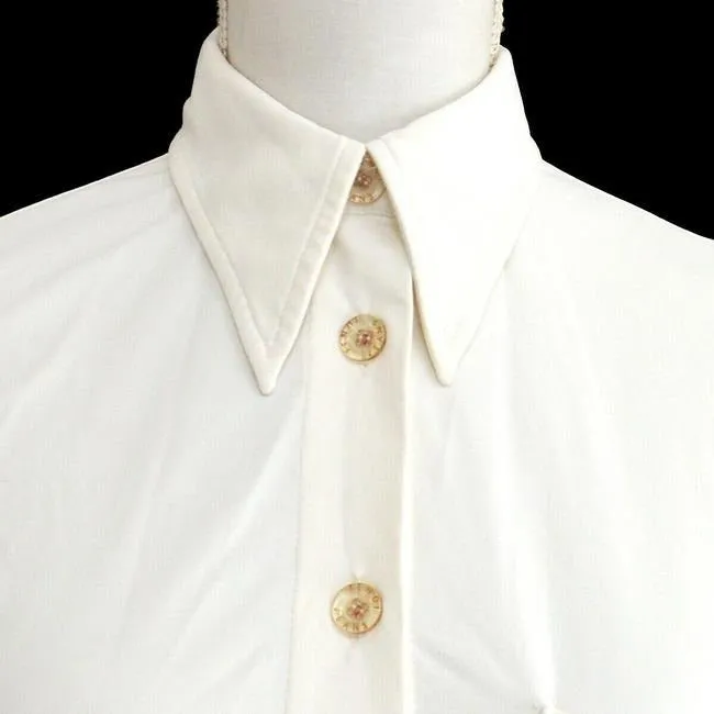 Fendi White With Ff Logo Pocket Button Down Blouse
